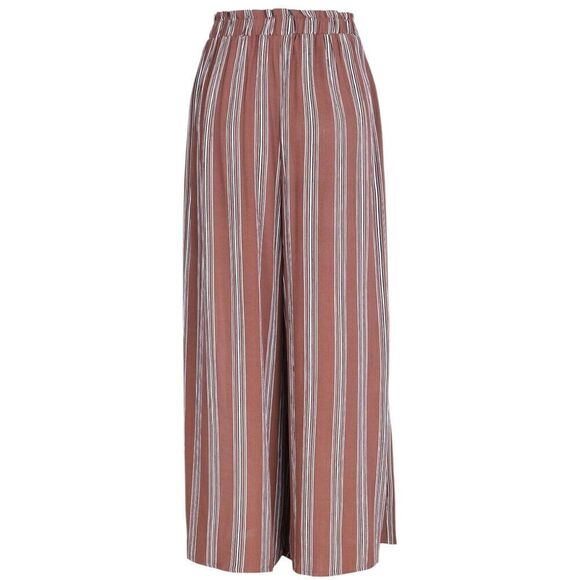 Simplee Women's Boho Flowy High Waisted Elegant Split Stripe Wide Leg Pants SM - Picture 3 of 10